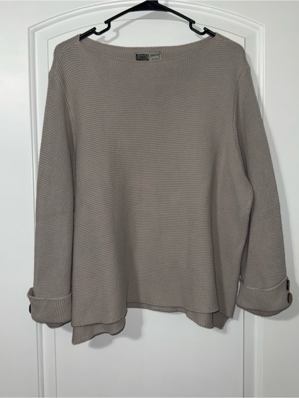 Habitat Clothes To Live In Boat Neck Sweater Women’s Size XL Corded Taupe Color